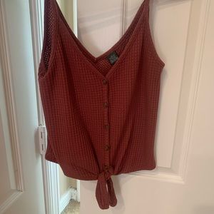 Small Wild Fable merlot tank top with knot accent